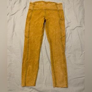 Lululemon Fast & Free 25” gold dye wash leggings